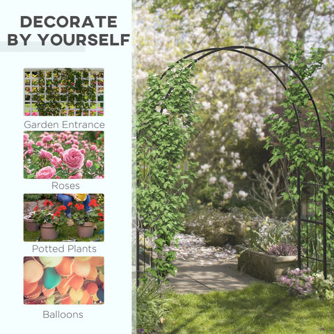 Outsunny 223cm Garden Arch Trellis, Outdoor Wedding Arbor for Ceremony for Climbing Roses, Vines and Plants