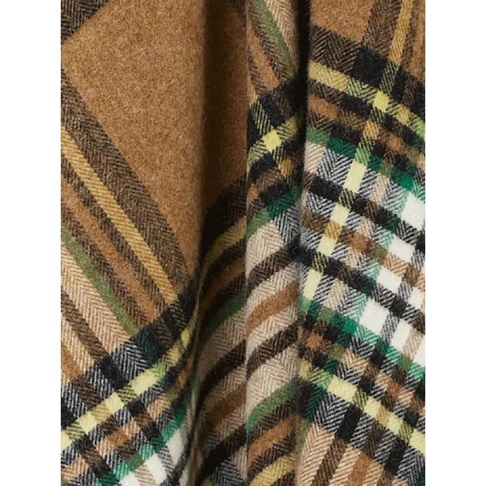 St Ives Check Pure New Wool Throw - Camel - Throws & Blankets