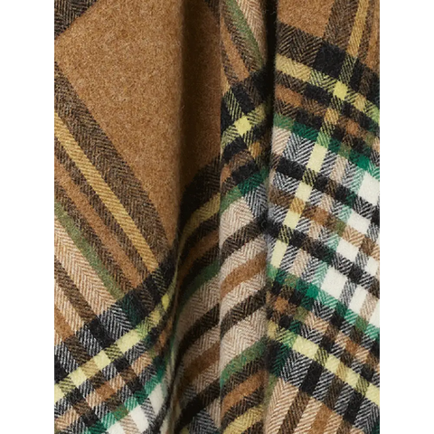 St Ives Check Pure New Wool Throw - Camel - Throws & Blankets