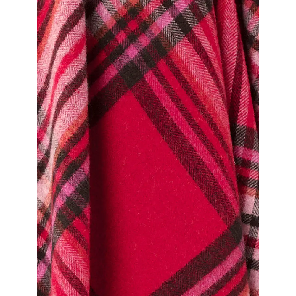 St Ives Check Pure New Wool Throw - Red - Throws & Blankets