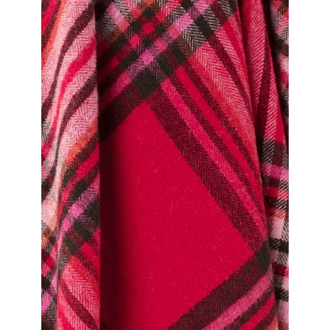 St Ives Check Pure New Wool Throw - Red - Throws & Blankets