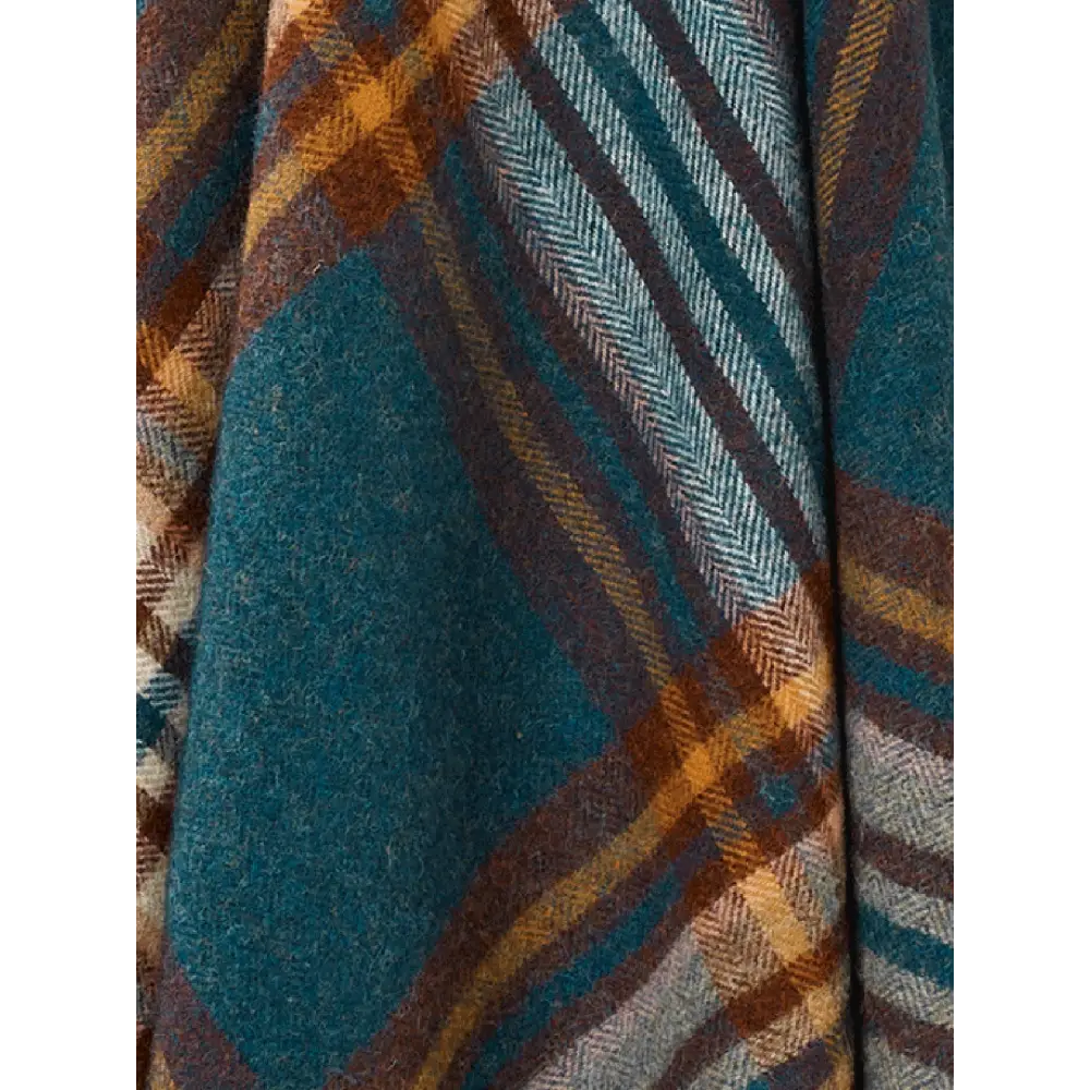 St Ives Check Pure New Wool Throw - Teal - Throws & Blankets