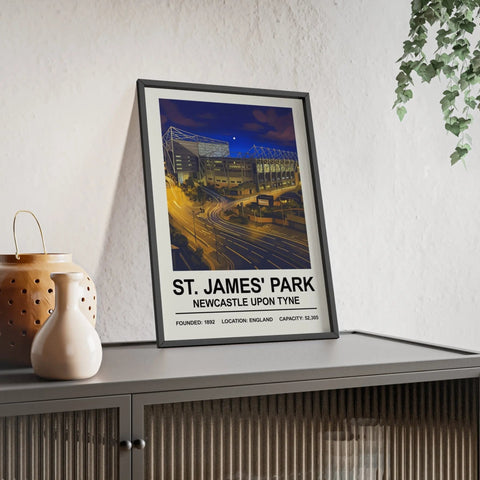 Black-framed night edition stadium print of st james park newcastle perfect for football fans wall decor