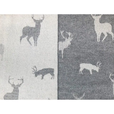 Stag Merino Lambswool Throw - Grey - Throws & Blankets