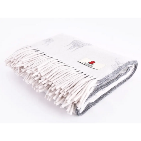 Stag Merino Lambswool Throw - Grey - Throws & Blankets