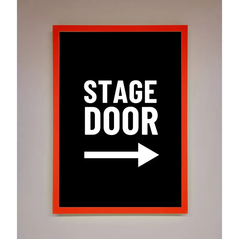 Stage Door Framed Print - B0 (100 x 141 cm) / Neon Red - Framed Print