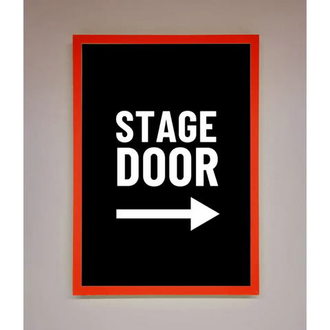 Stage Door Framed Print - B0 (100 x 141 cm) / Neon Red - Framed Print