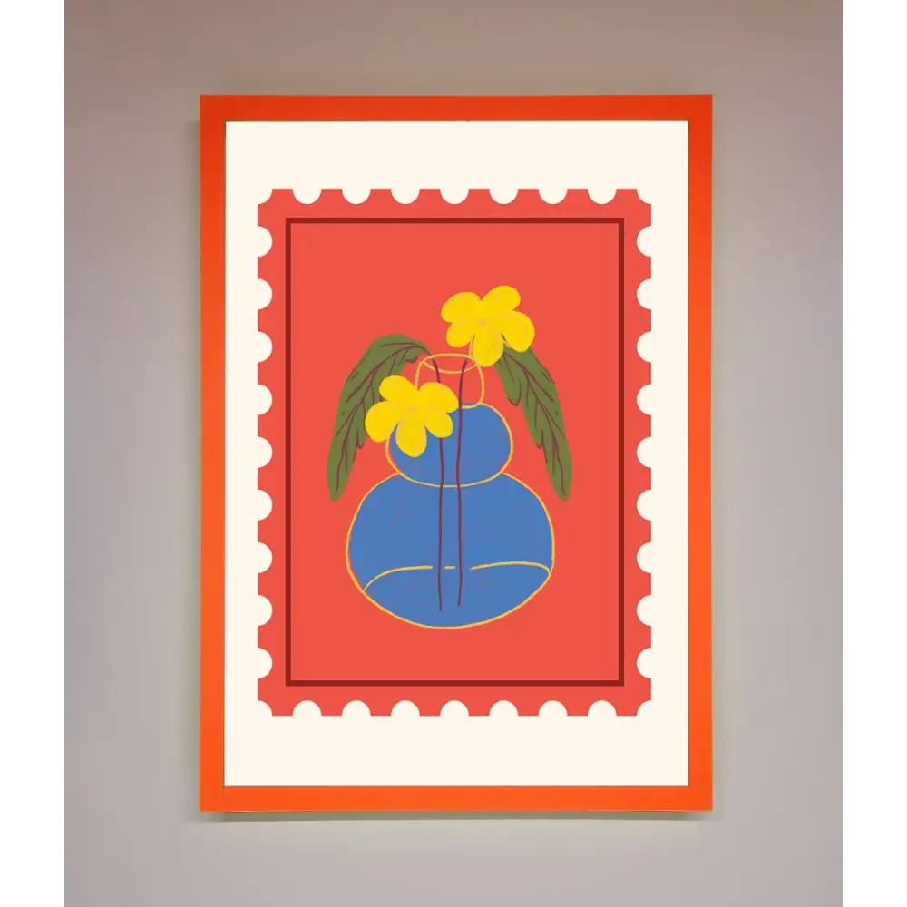 Stamp Plant Framed Wall Art - A3 (29.7 x 42 cm) / Neon Orange - Framed Print
