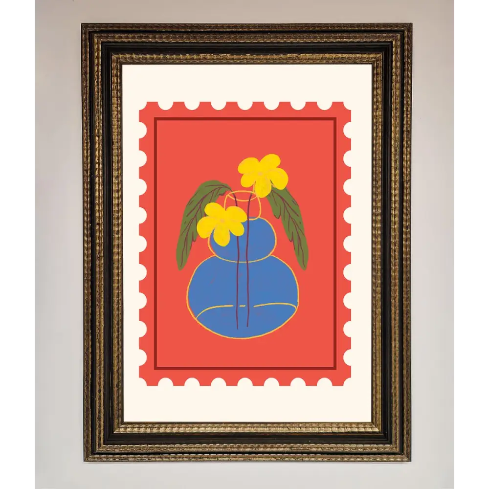 Stamp Plant Framed Wall Art - A3 (29.7 x 42 cm) / Ornate Gold Black - Framed Print