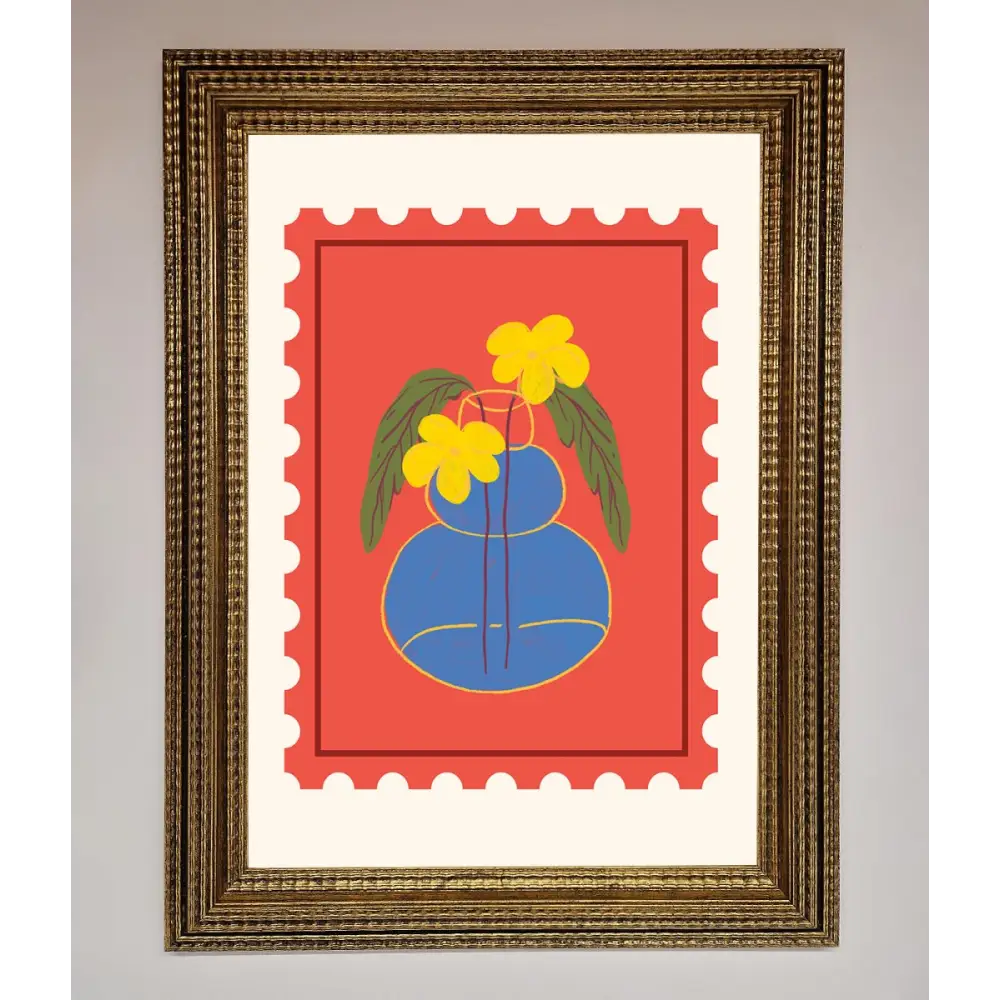 Stamp Plant Framed Wall Art - A3 (29.7 x 42 cm) / Ornate Gold - Framed Print