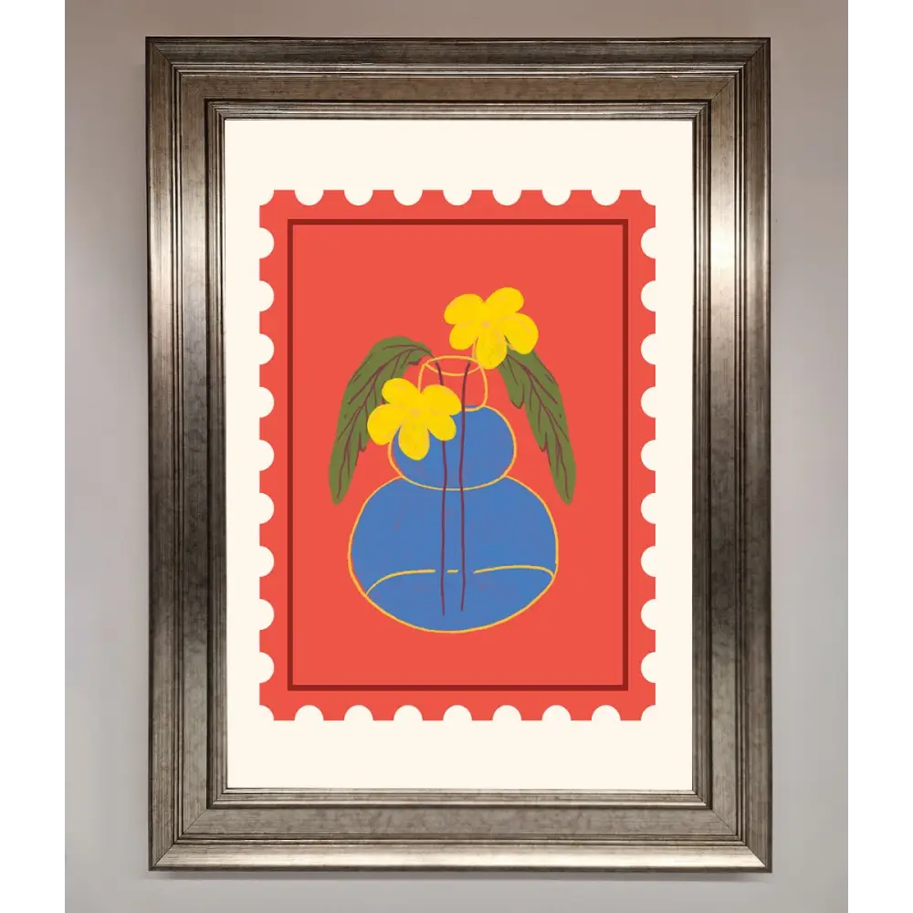 Stamp Plant Framed Wall Art - A3 (29.7 x 42 cm) / Silver - Framed Print