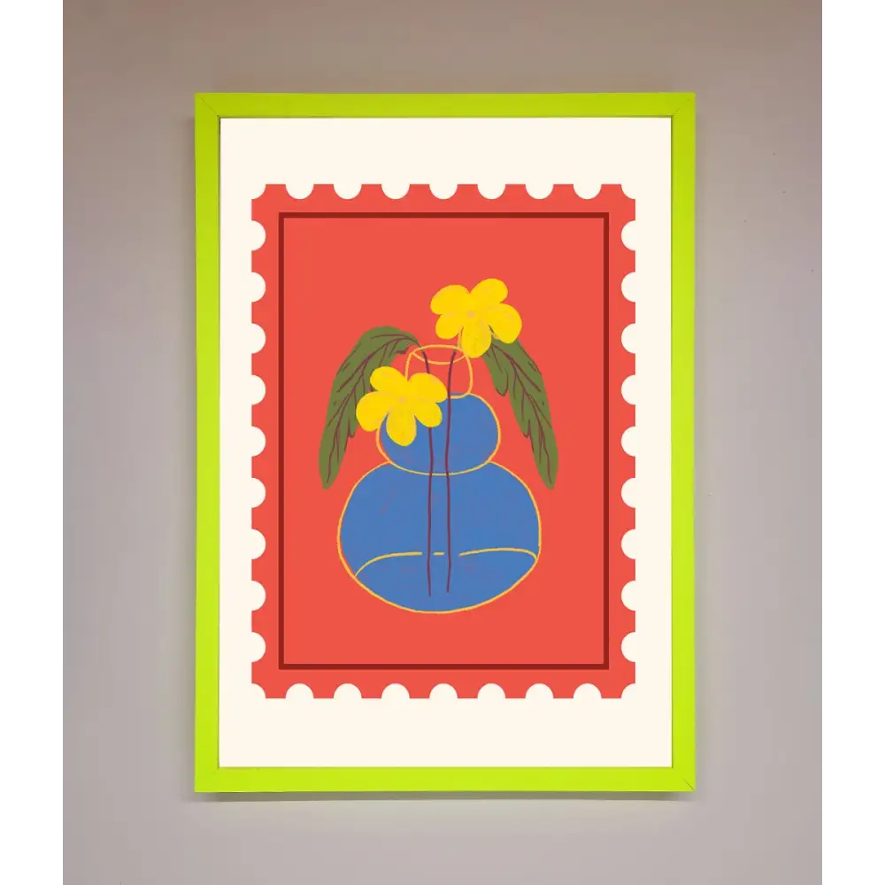 Stamp Plant Framed Wall Art - B0 (100 x 141 cm) / Neon Green - Framed Print