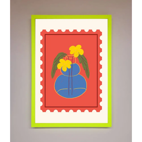 Stamp Plant Framed Wall Art - B0 (100 x 141 cm) / Neon Green - Framed Print