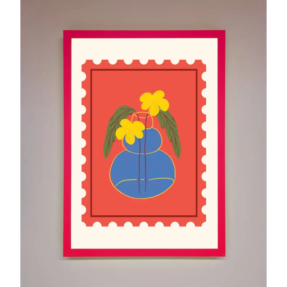 Stamp Plant Framed Wall Art - B0 (100 x 141 cm) / Neon Pink - Framed Print