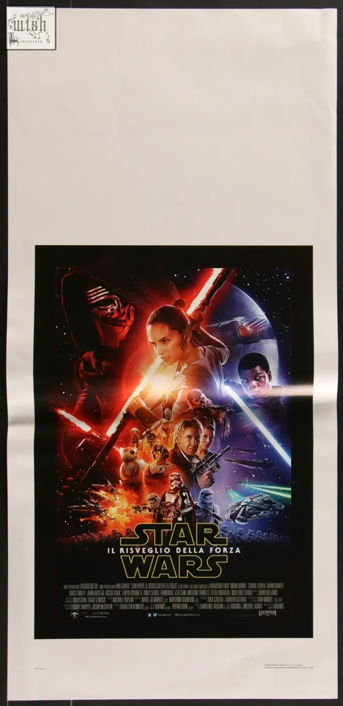 Star wars the force awakens 2015 original italian locandina movie poster with bold red and blue lightsabers design