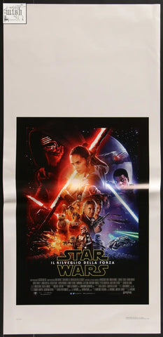 Star wars the force awakens 2015 original italian locandina movie poster with bold red and blue lightsabers design