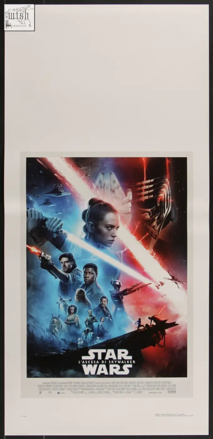 Vibrant red and blue star wars the rise of skywalker 2019 italian locandina movie poster with glowing lightsabers