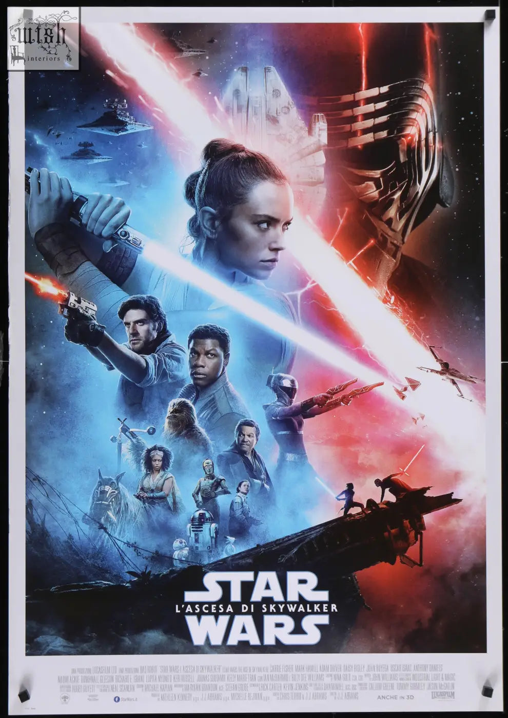 Vibrant full color original italian sheet movie poster for star wars the rise of skywalker featuring dynamic artwork