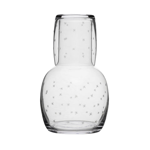 A Crystal Carafe Set with Stars Design