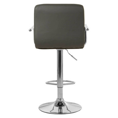 Gray upholstered starz grey leather effect bar chair with chrome base and armrests for stylish seating