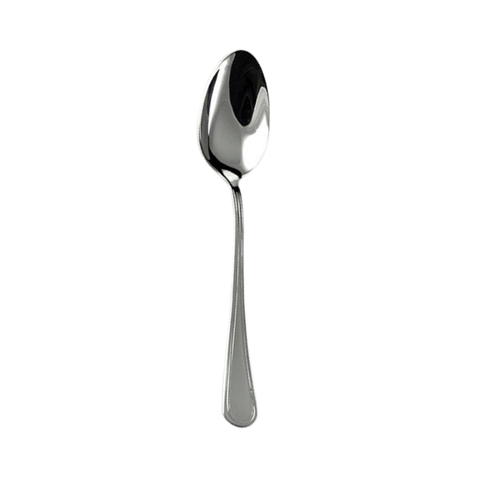 A sleek polished stainless steel stefania tea spoon with a smooth reflective bowl and slender handle for tea use