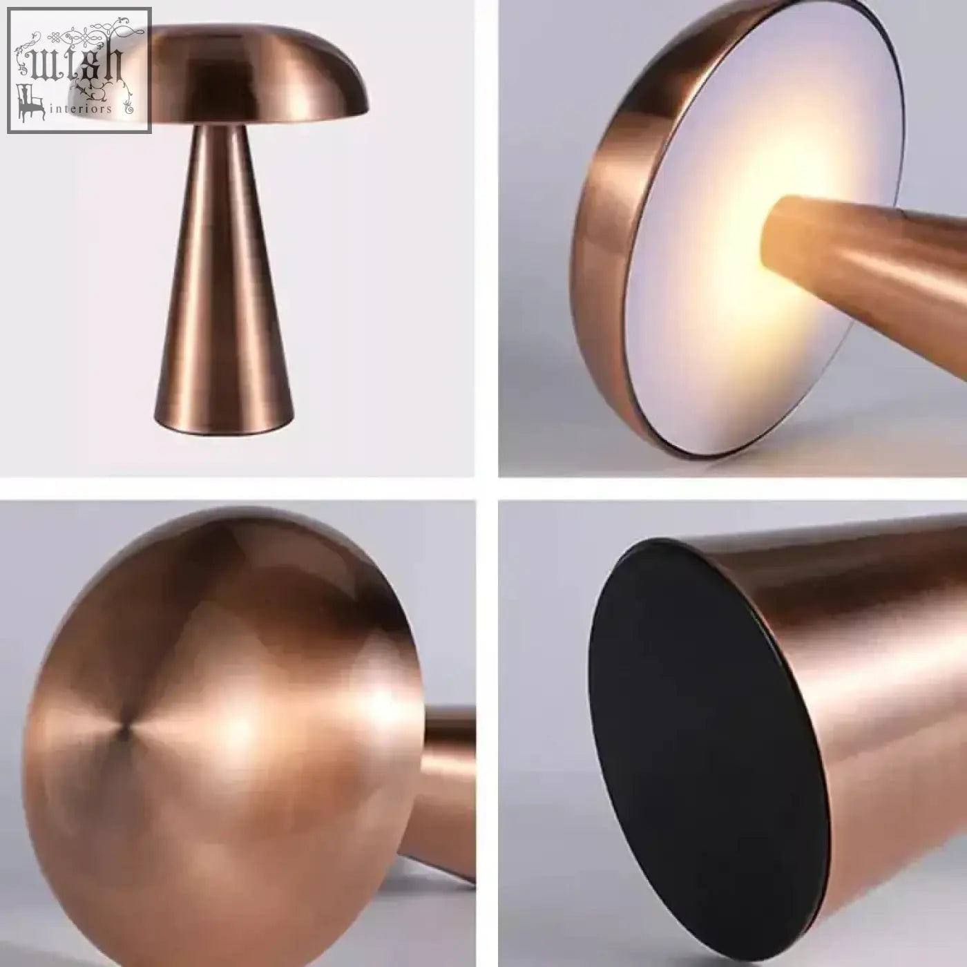 Copper-finished stella rechargeable table lamp with led bulbs and built-in rechargeable battery for warm lighting