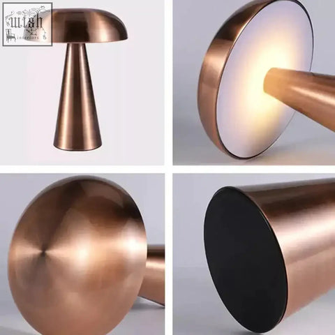 Copper-finished stella rechargeable table lamp with led bulbs and built-in rechargeable battery for warm lighting