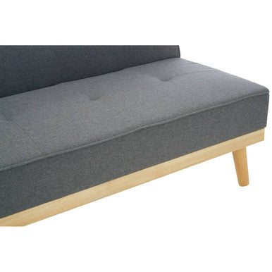 Stockholm 3 seat grey sofa bed with gray upholstered fabric and light wood legs perfect as a stylish grey sofa bed