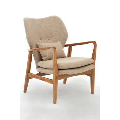Beige chair stockholm beige chair with wooden frame and matching cushion perfect for cozy seating