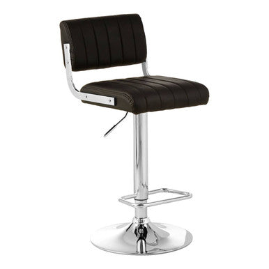 Stockholm black channel bar stool in black leatherette with chrome frame and adjustable height channel design seat