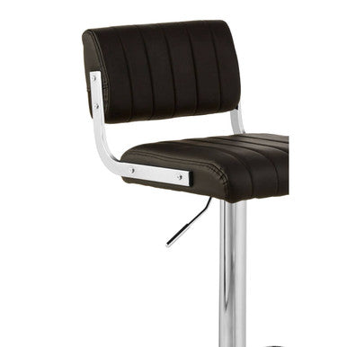 Black padded stockholm black channel bar stool with chrome frame and adjustable height for stylish seating