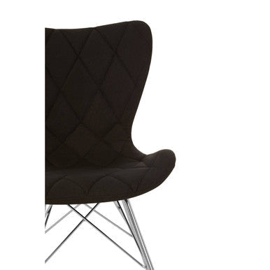 Stockholm black dining chair with black quilted velvet upholstery and chrome metal legs perfect for dining rooms