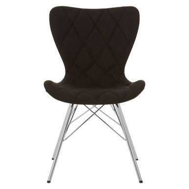 Stockholm black dining chair with black tufted velvet seat and chrome metal legs perfect for dining rooms