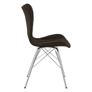 Stockholm black dining chair with black upholstered seat and chrome metal legs, sleek modern design perfect for dining