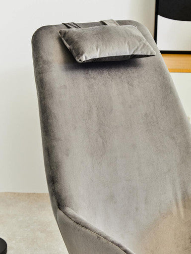 Stockholm grey velvet rocking chair with plush grey velvet reclining fabric and matching cushion for extra comfort