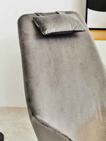 Stockholm grey velvet rocking chair with plush grey velvet reclining fabric and matching cushion for extra comfort
