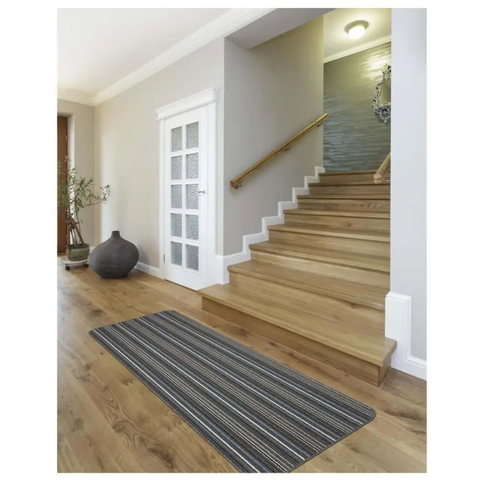 Stockholm Lead/Light Blue Washable Mat - Rugs