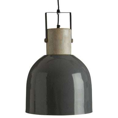 Dark gray metallic stockholm light grey pendant light with wooden accent and black metal frame for modern spaces