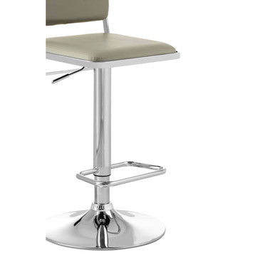 Chrome base stockholm light grey bar stool with light grey upholstered seat and backrest for stylish seating