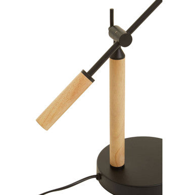Stockholm matte black table lamp with adjustable arm and light wood base perfect for desk lighting