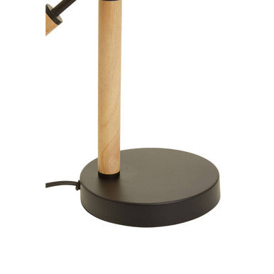Stockholm matte black table lamp with a minimalist design featuring a light wood stem and matte black base