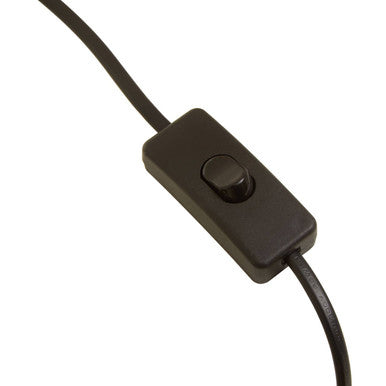 Black rectangular toggle switch with matte finish on cord for stockholm shiny copper curved table lamp