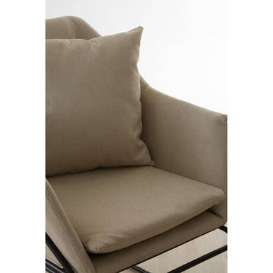 Beige upholstered stockholm stone armchair with sleek modern design and clean lines for stylish seating