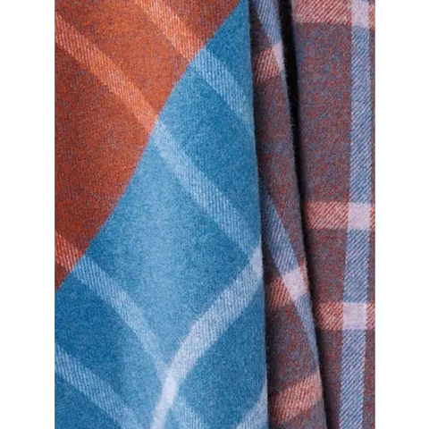 Stormness Check Pure New Wool Throw - Brick/Navy - Throws & Blankets