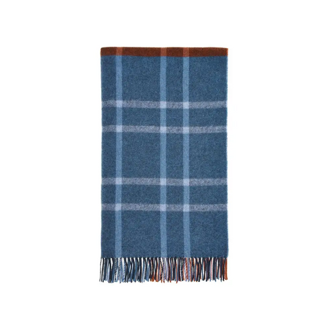 Stormness Check Pure New Wool Throw - Brick/Navy - Throws & Blankets