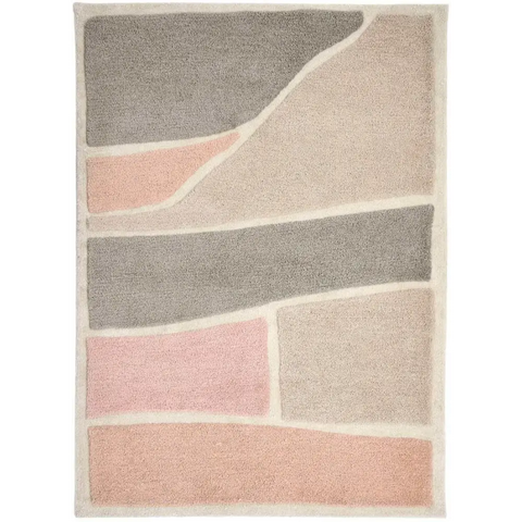 Strata Abstract Rug – Soft Touch Deep Pile - 120X170 cm / Pink/Grey - Rugs