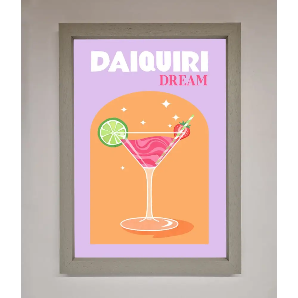 Strawberry Daiquiri Framed Print - A3 (29.7 x 42 cm) / Grey - Framed Print