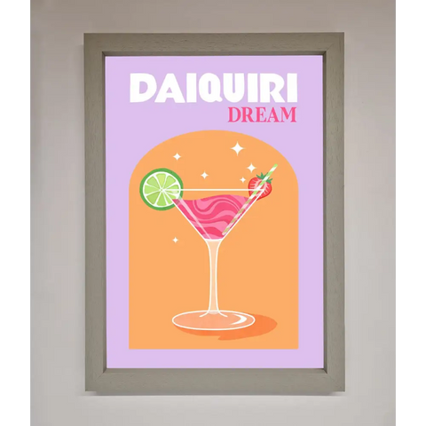 Strawberry Daiquiri Framed Print - A3 (29.7 x 42 cm) / Grey - Framed Print