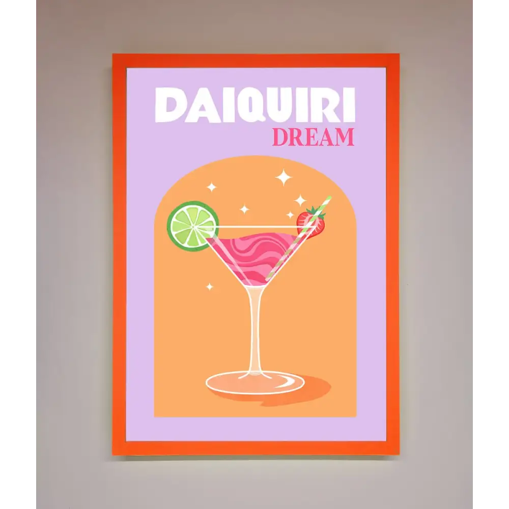Strawberry Daiquiri Framed Print - A3 (29.7 x 42 cm) / Neon Orange - Framed Print