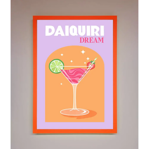 Strawberry Daiquiri Framed Print - A3 (29.7 x 42 cm) / Neon Orange - Framed Print